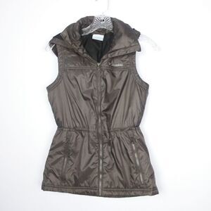 Columbia brown puffer vest with hoodie size XS